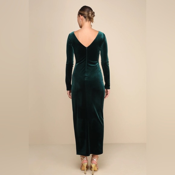 LULUS Emerald Green Velvet Long Sleeve Maxi Dress - Picture 2 of 8